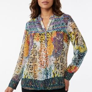 Cristina Multicolor Abstract Lightweight Blouse Women Size S